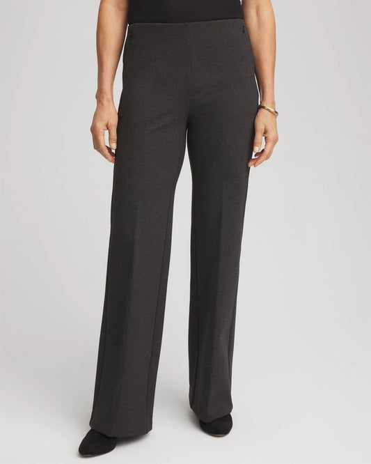 Chico's Classic - Petite Juliet Wide Full-Length Ponte Pants Graphite Heather Gray