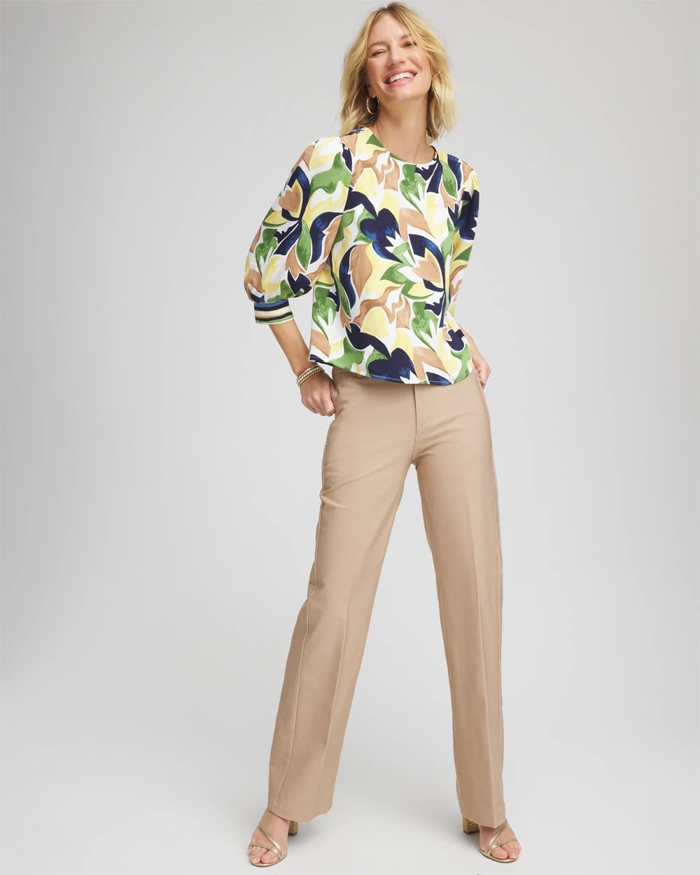 Chico's Premium - Petite Cotton Straight-Leg Trousers Cattail Brown