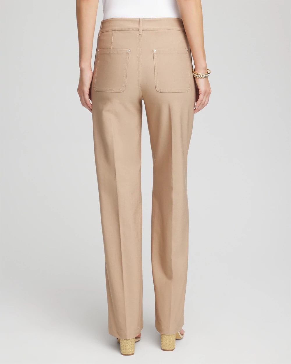 Chico's Premium - Petite Cotton Straight-Leg Trousers Cattail Brown