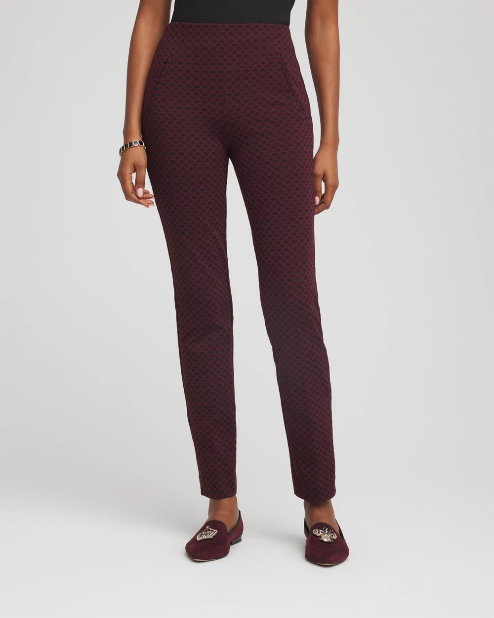 Chico's Trusted - Circle Jacquard Juliet Slim Ankle Pants Black