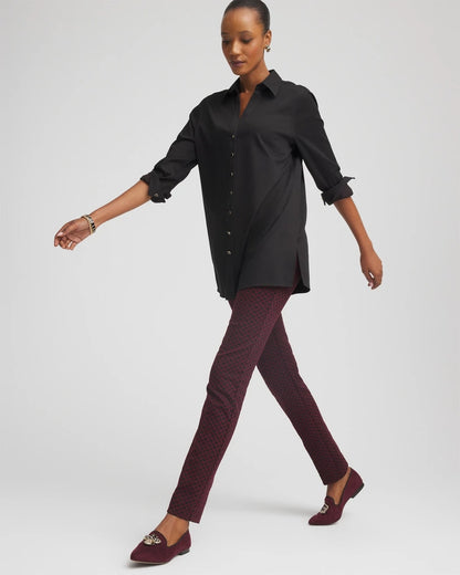 Chico's Trusted - Circle Jacquard Juliet Slim Ankle Pants Black