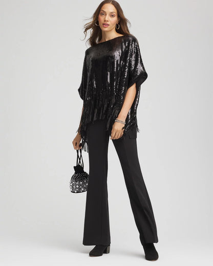 Chico's Featured - Crepe Flared Trouser Pants Black
