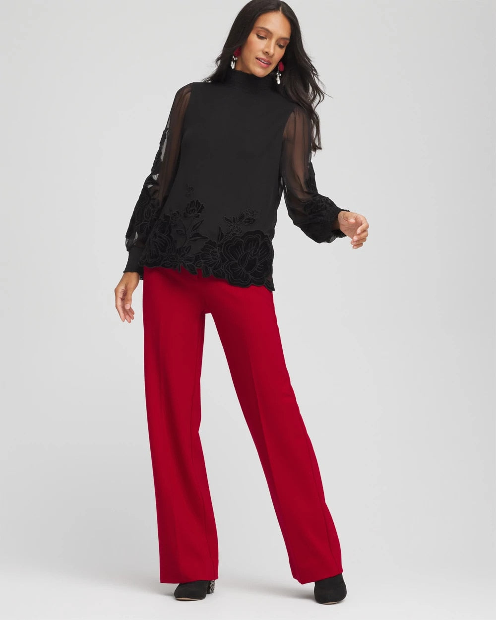 Chico's Premium - Emme Wide-Leg Trouser Ponte Pants Carmine Red