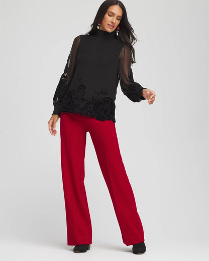 Chico's Premium - Emme Wide-Leg Trouser Ponte Pants Carmine Red