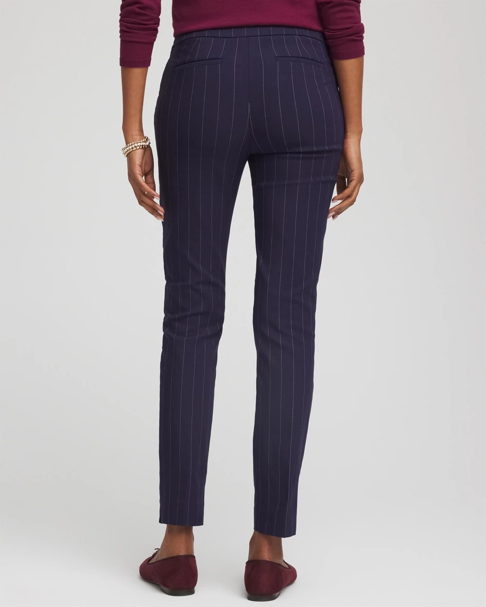 Chico's Customer Favorite - Pinstriped Brigitte™ Slim Pull-On Ankle Pants Passport Blue