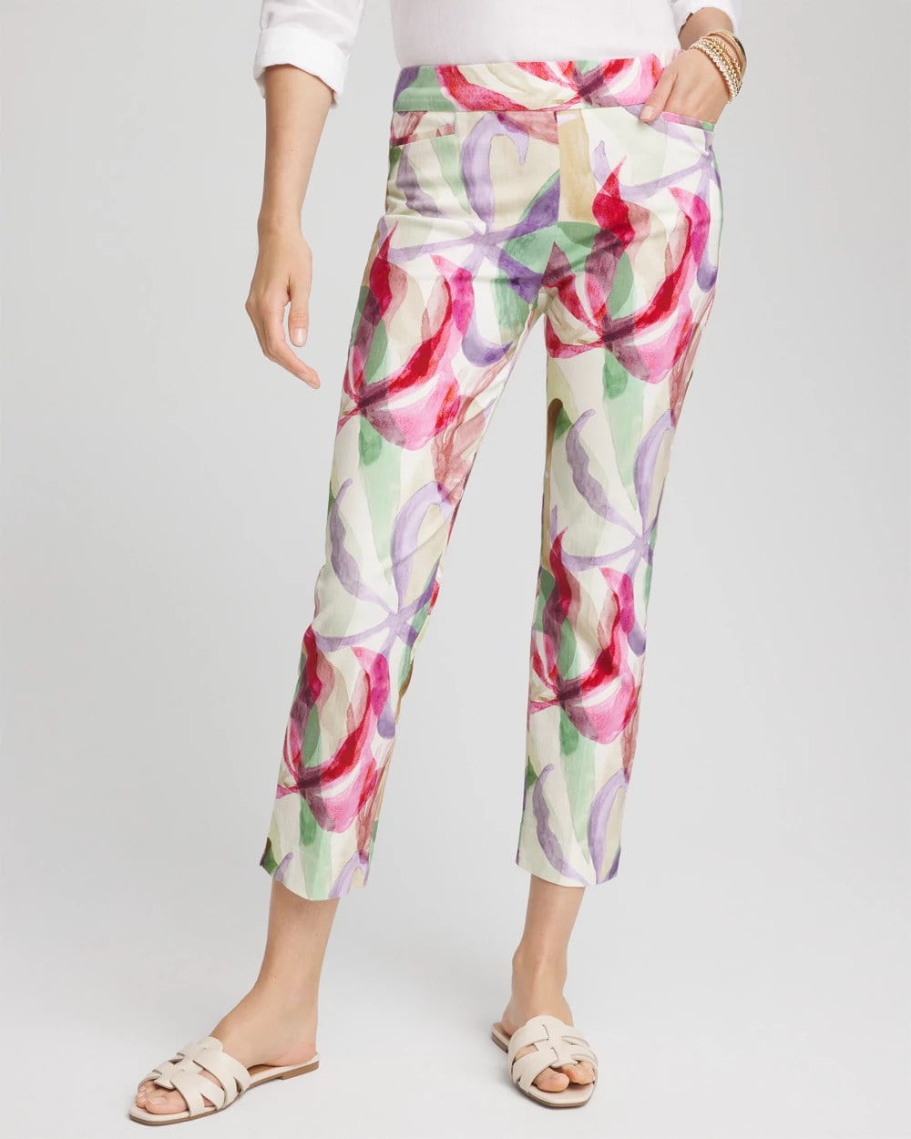 Chico's Recommended - Brigitte™ Slub Slim Cropped Pants Ecru