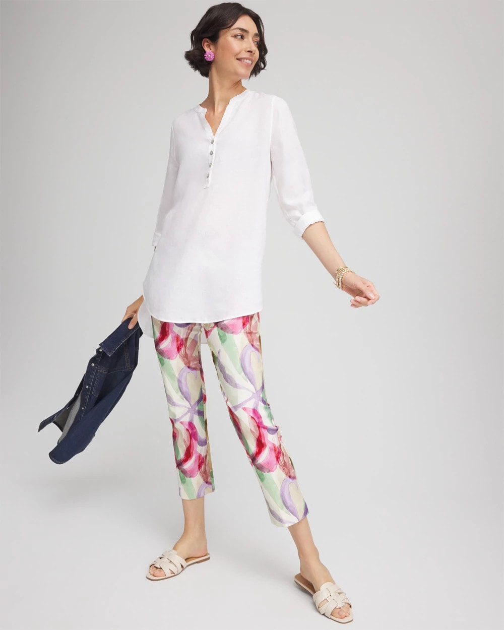 Chico's Recommended - Brigitte™ Slub Slim Cropped Pants Ecru