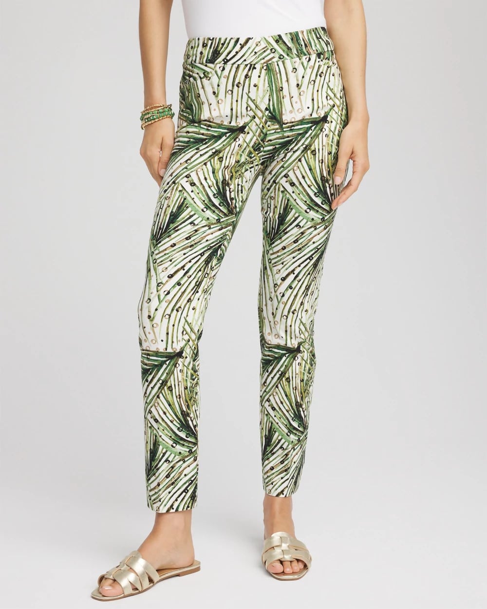 Chico's Recommended - Brigitte™ Slim Ankle Palm-Print Pants Ecru