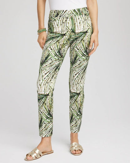 Chico's Recommended - Brigitte™ Slim Ankle Palm-Print Pants Ecru