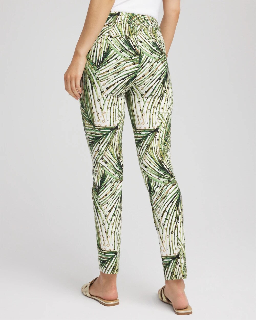Chico's Recommended - Brigitte™ Slim Ankle Palm-Print Pants Ecru