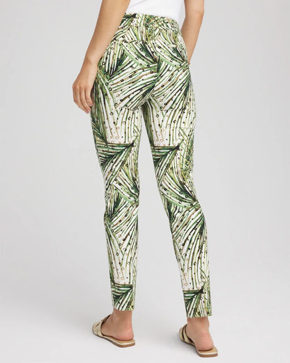 Chico's Recommended - Brigitte™ Slim Ankle Palm-Print Pants Ecru