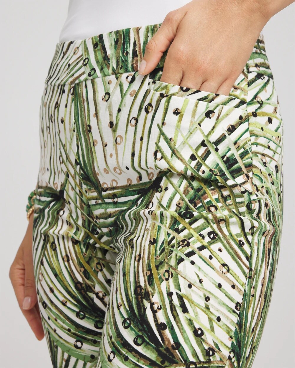 Chico's Recommended - Brigitte™ Slim Ankle Palm-Print Pants Ecru