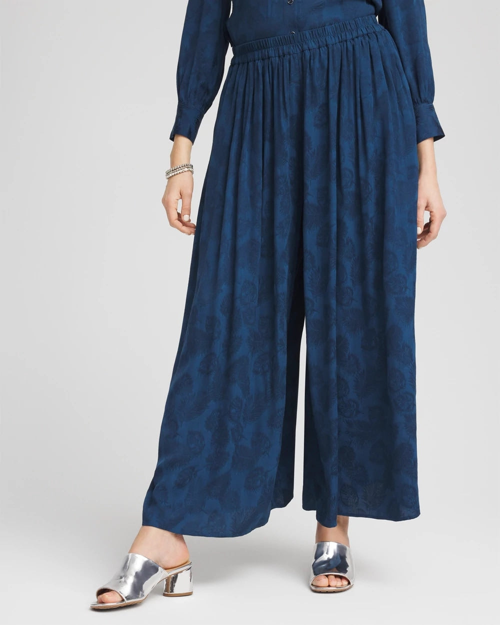 Chico's Essential - Jacquard Culotte Wide-Leg Pants Seaport