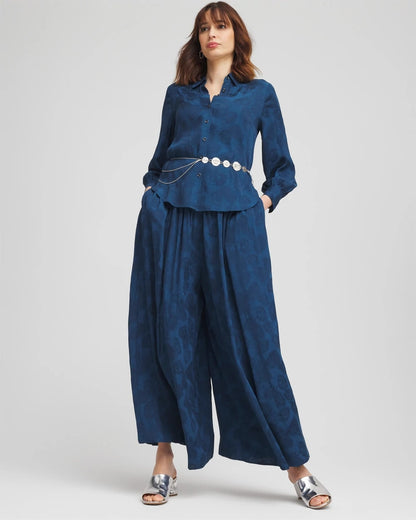 Chico's Essential - Jacquard Culotte Wide-Leg Pants Seaport