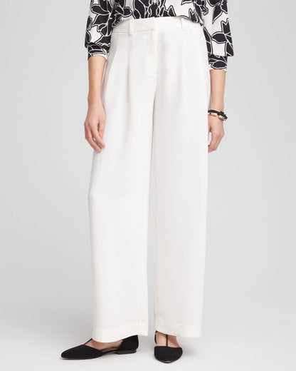 Chico's Great Value - Crepe Pleated Relaxed Pants Ecru