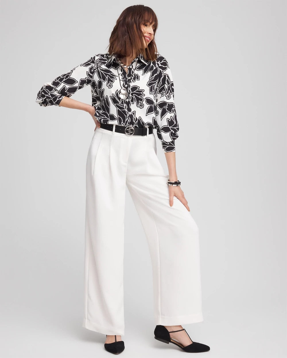 Chico's Great Value - Crepe Pleated Relaxed Pants Ecru