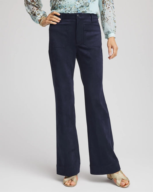 Chico's Exclusive - Faux Suede Bootcut Ankle Pants Passport Blue