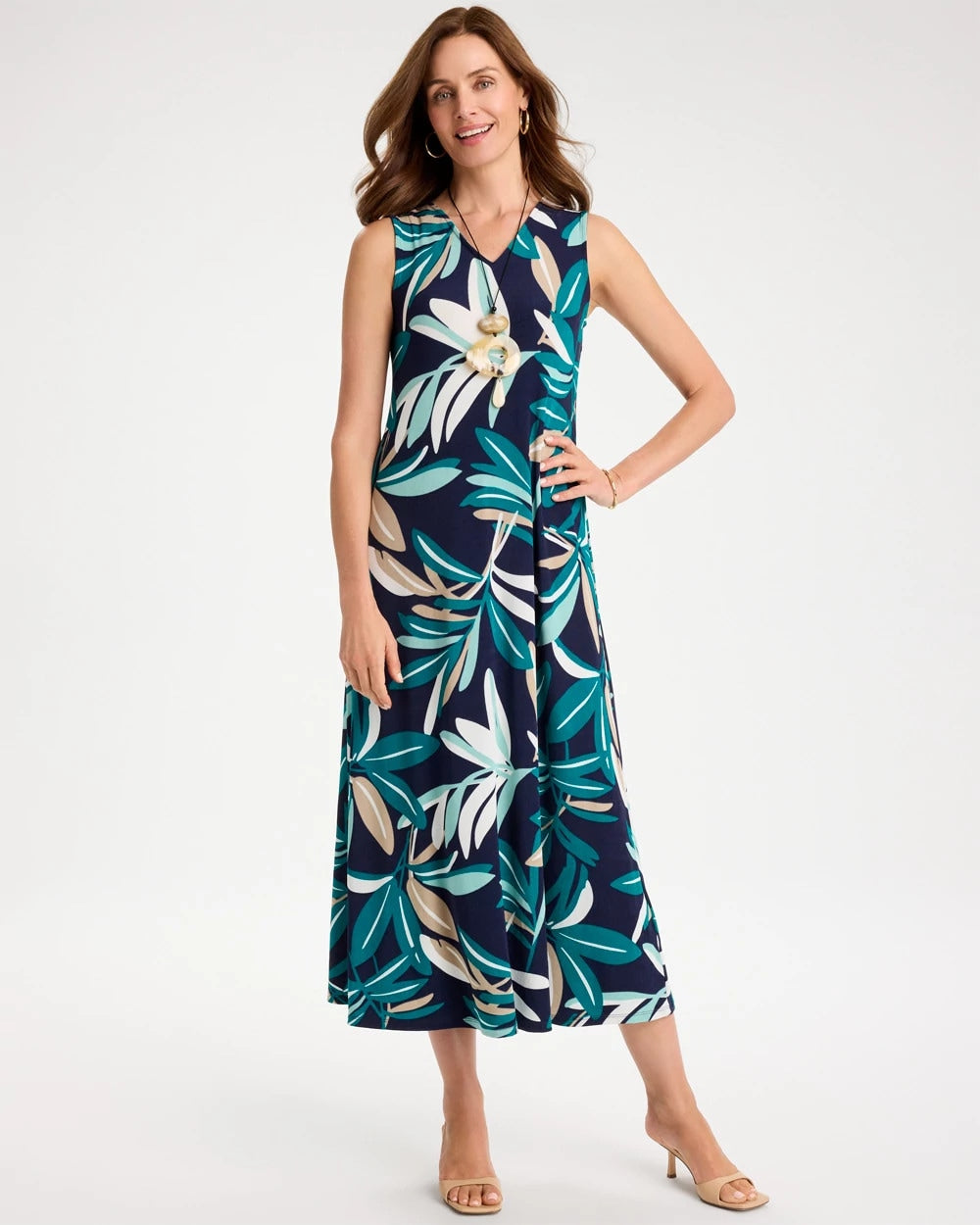 Chico's Best Seller - Travelers™ Palm Maxi Dress Kings Navy