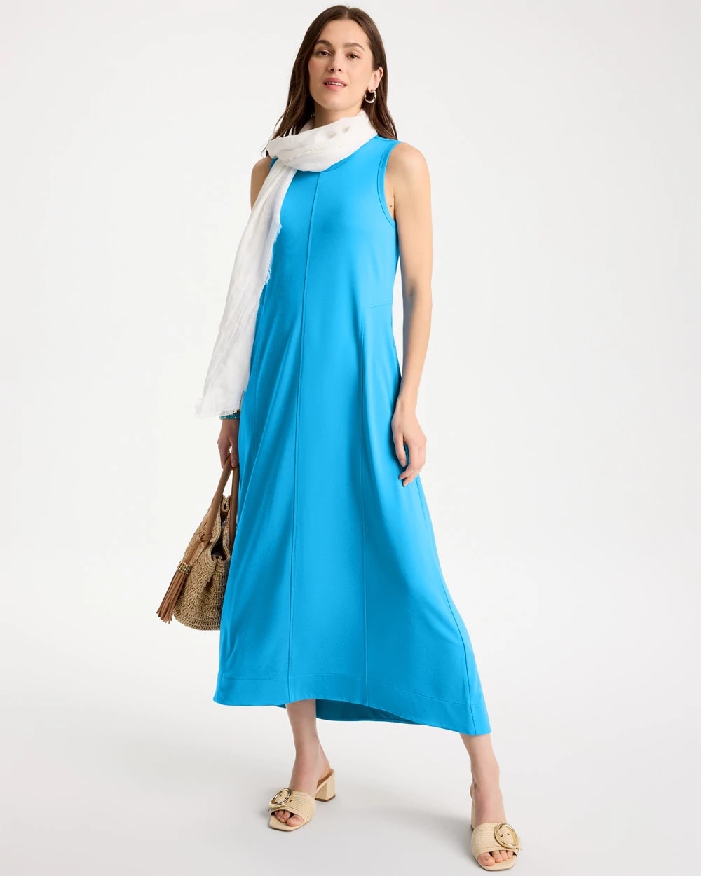 Chico's New - Jersey Knit Maxi Dress Blue Tide