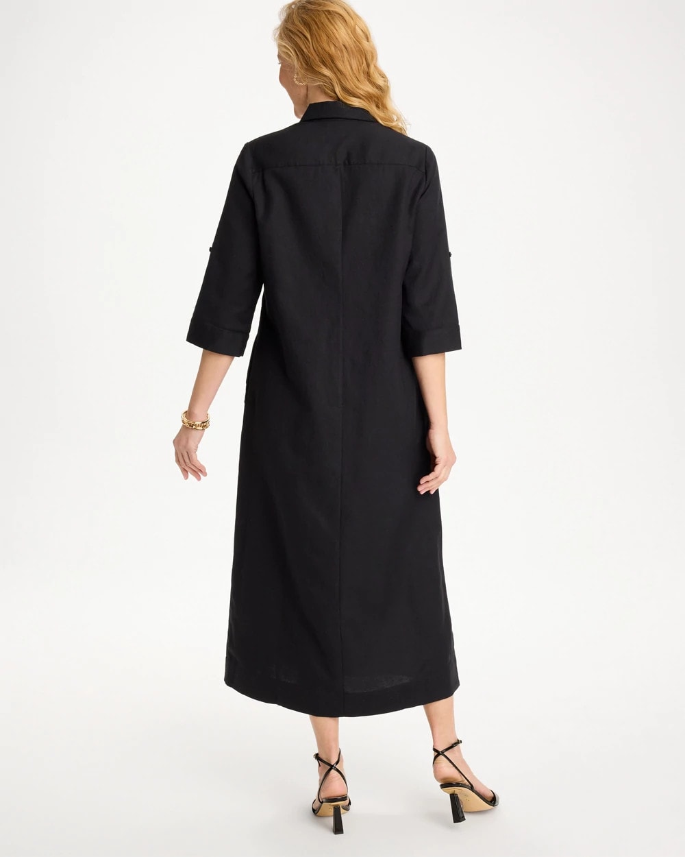 Chico's Featured - Embellished Linen-Cotton Shirtdress Black