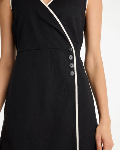 Chico's Great Value - Sleeveless Surplice Linen Dress Black