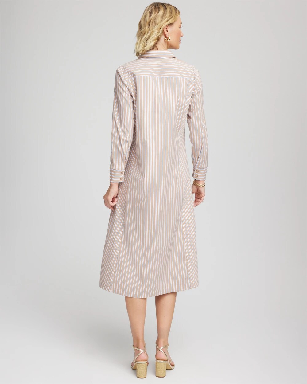 Chico's Quality - Vanilla Chai Striped Shirtdress Vanilla Chai