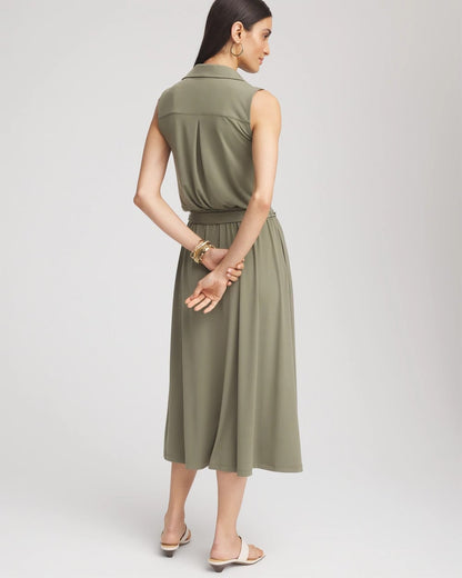 Chico's Sale - Travelers™ Knit Sleeveless Shirtdress Dusty Olive