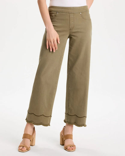 Chico's Value - Scallop Pull-On Wide-Leg Crop Jeans Lichen