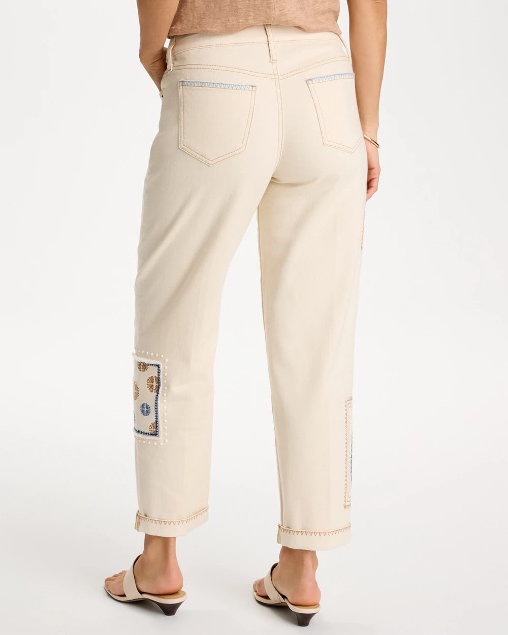 Chico's Premium - Patchwork Relaxed Boyfriend Jean Natural Seeded
