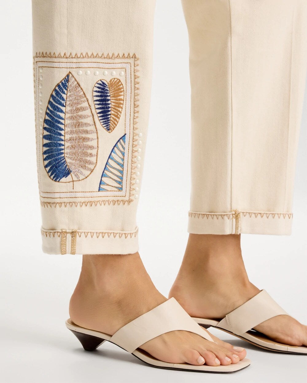 Chico's Premium - Patchwork Relaxed Boyfriend Jean Natural Seeded