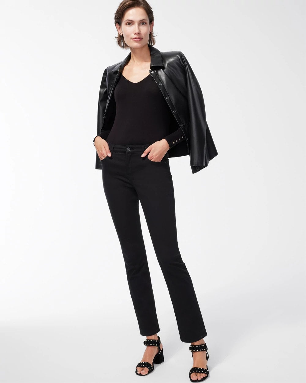 Chico's Trusted - Girlfriend Slim Full-Length Jeans Black