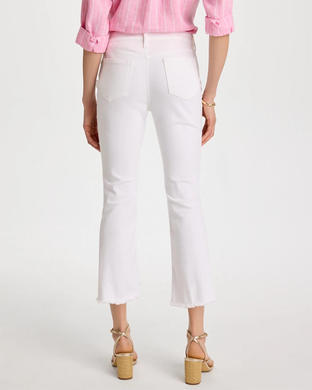 Chico's Deals - Petite No Stain Girlfriend Fray Hem Kick Flare Jeans Alabaster