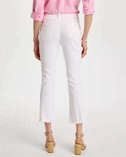 Chico's Deals - Petite No Stain Girlfriend Fray Hem Kick Flare Jeans Alabaster