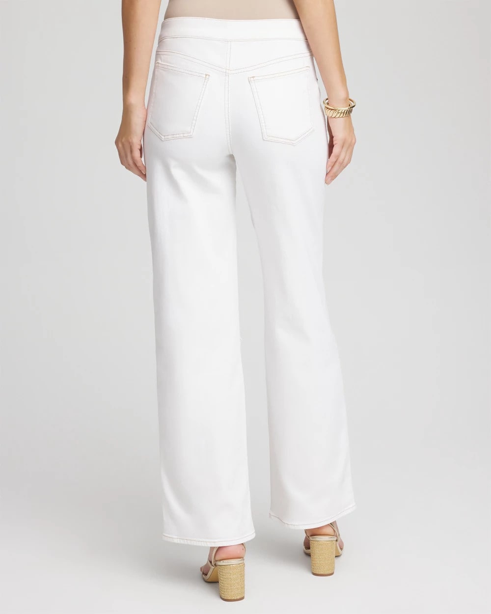 Chico's Trusted - Petite Seeded Pull-On Wide-Leg Jeans Natural Seeded