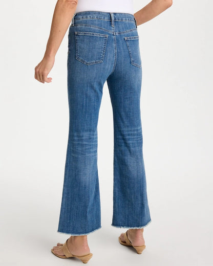 Chico's Sale - Girlfriend Frayed Flared Jeans Jessamine Indigo