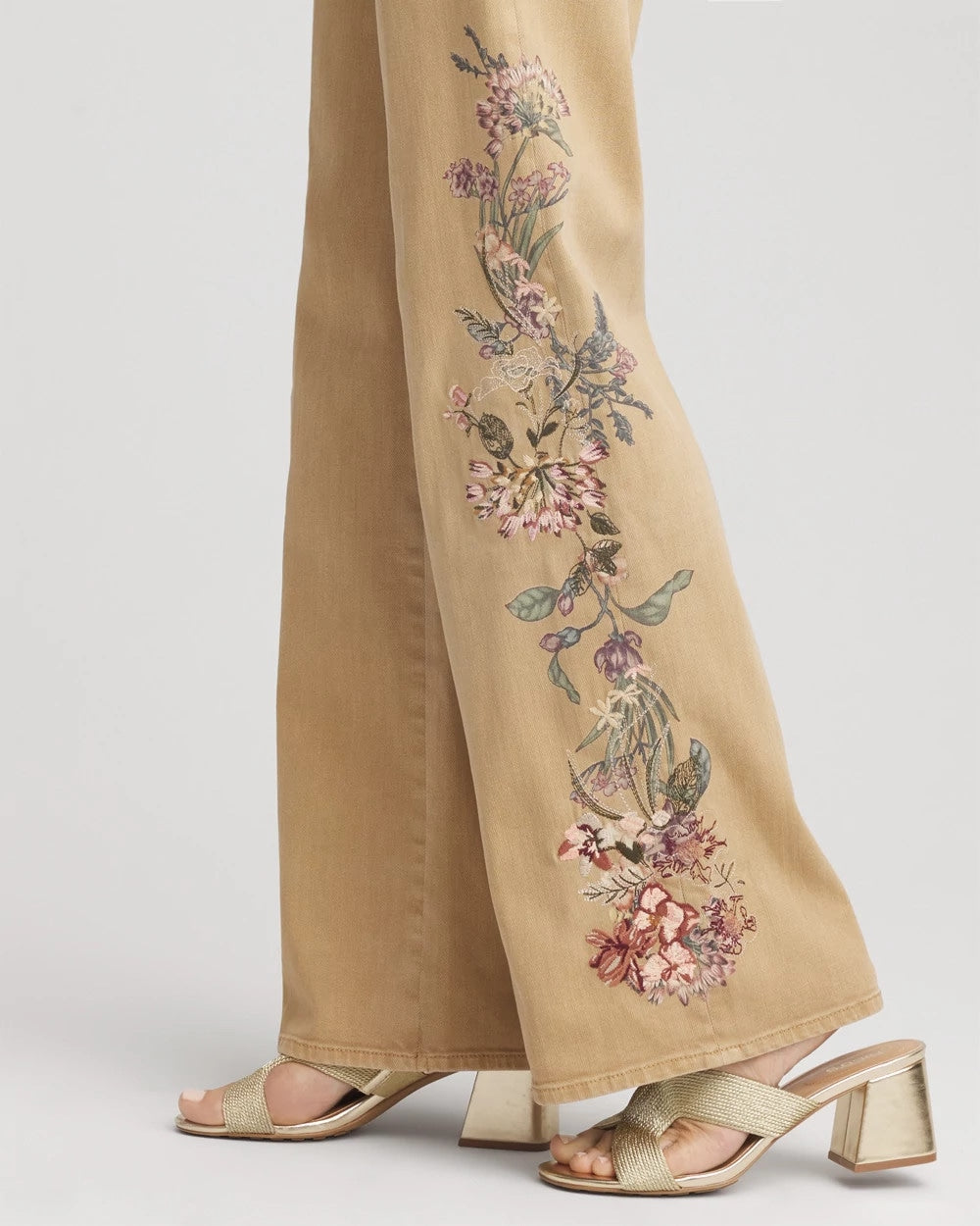 Chico's Smart Buy - Embroidered High-Rise Wide-Leg Jeans Cafe Aroma