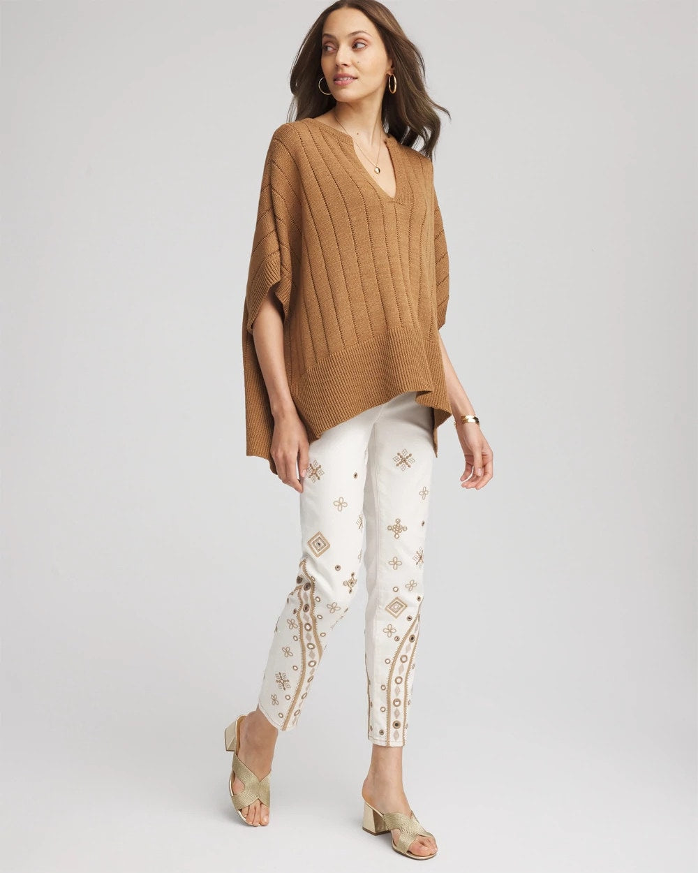 Chico's Smart Buy - Embellished Girlfriend Slim Ankle Jeans Sea Salt