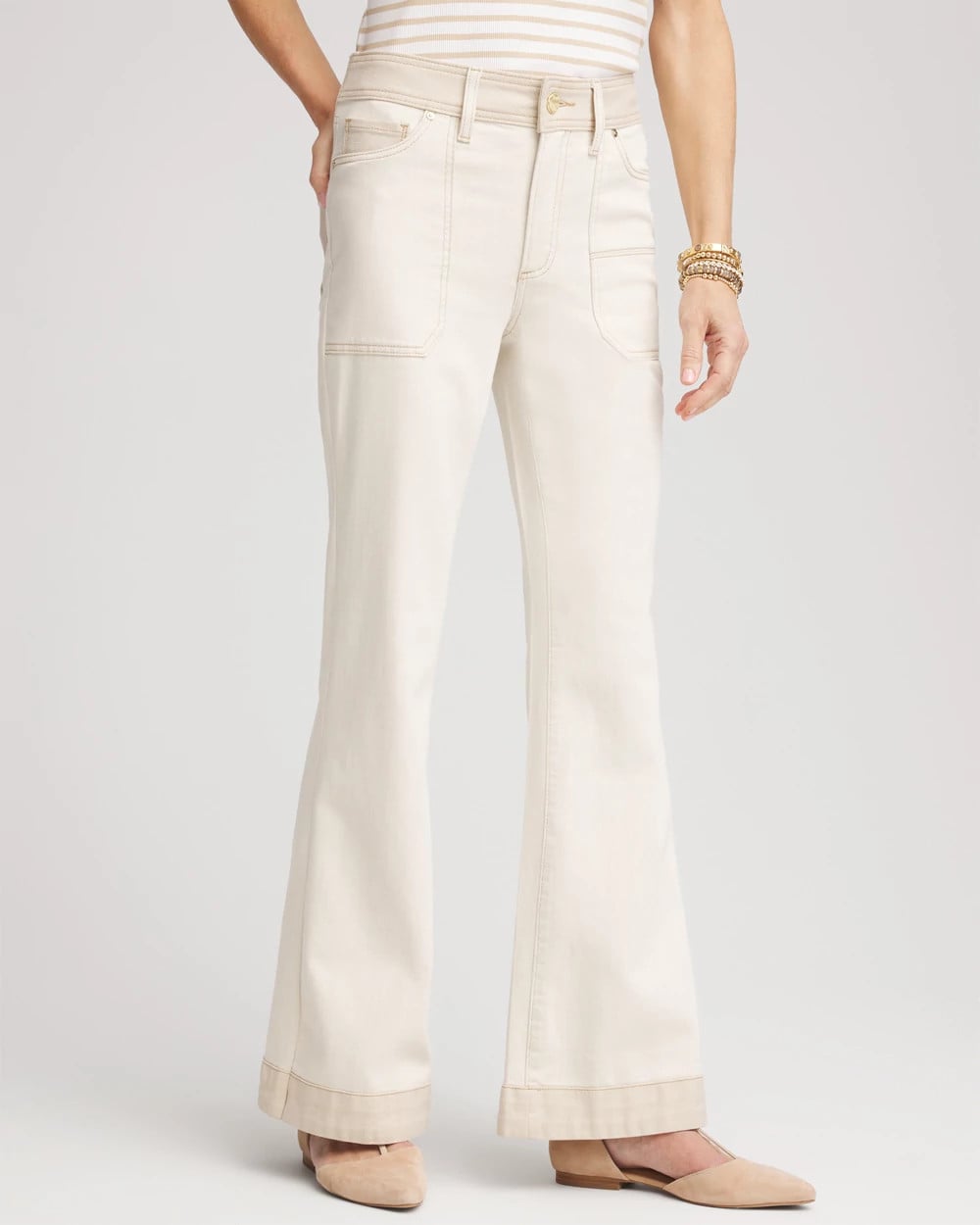 Chico's Latest - Colorblock Wide Flare Jeans Neutral