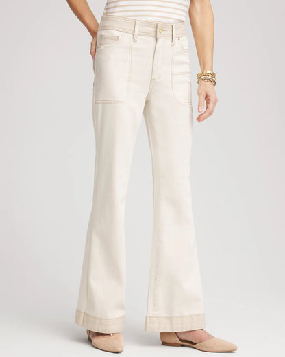 Chico's Latest - Colorblock Wide Flare Jeans Neutral