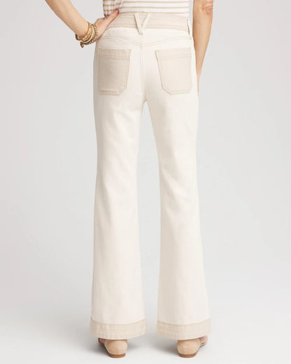 Chico's Latest - Colorblock Wide Flare Jeans Neutral
