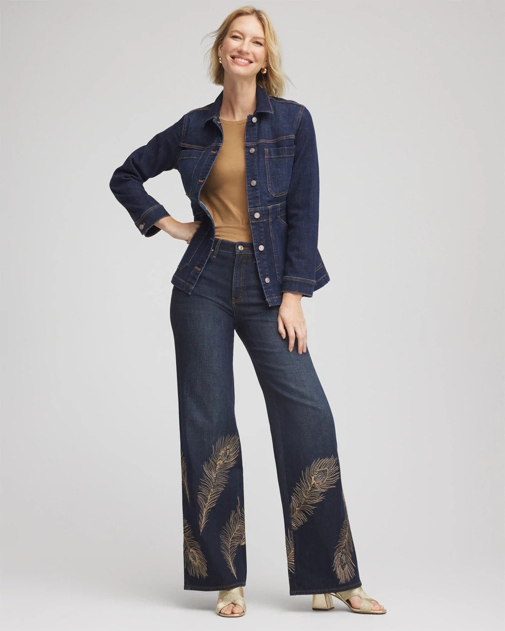 Chico's Value - Embellished High-Rise Wide-Leg Jeans Marconi Indigo
