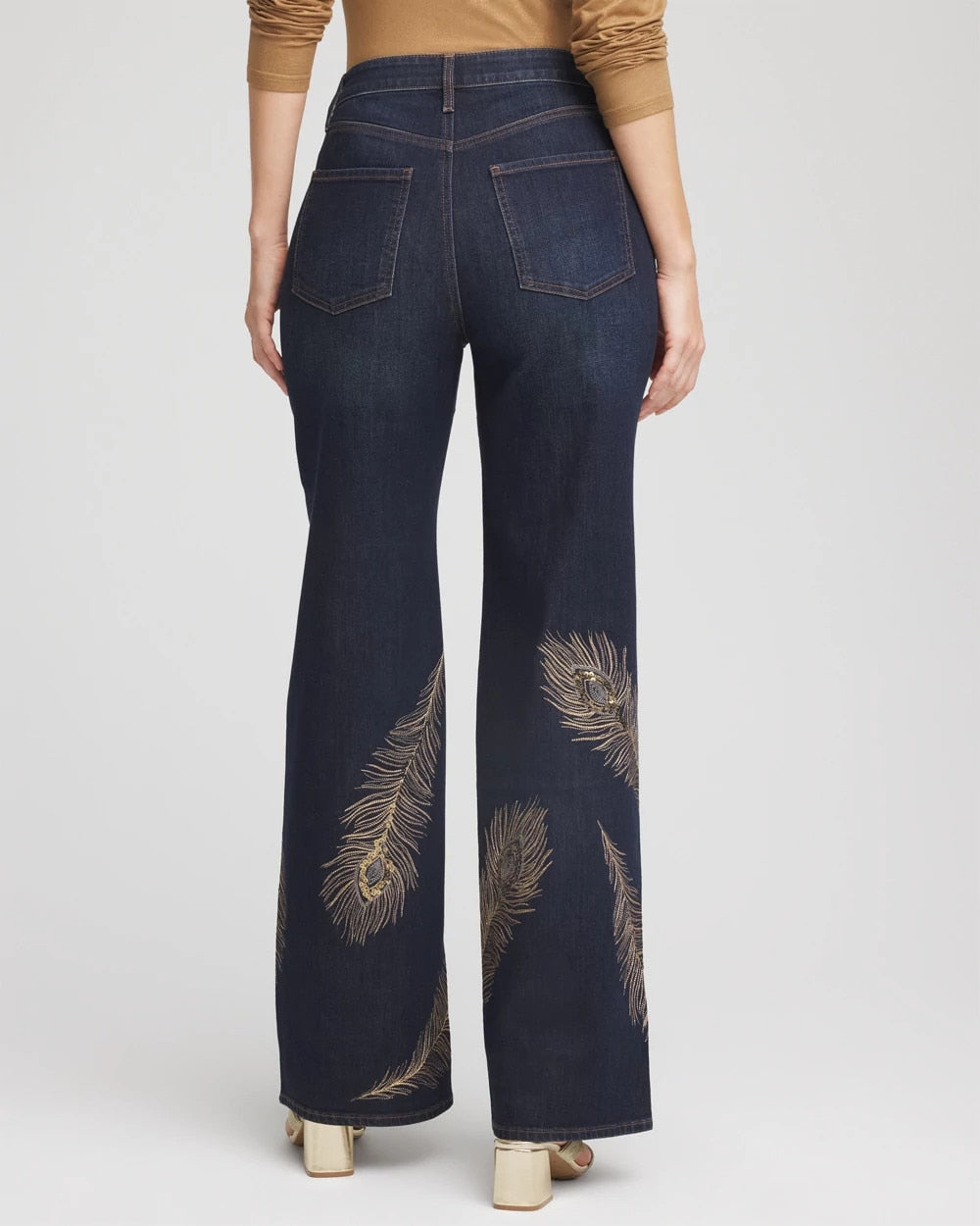 Chico's Value - Embellished High-Rise Wide-Leg Jeans Marconi Indigo