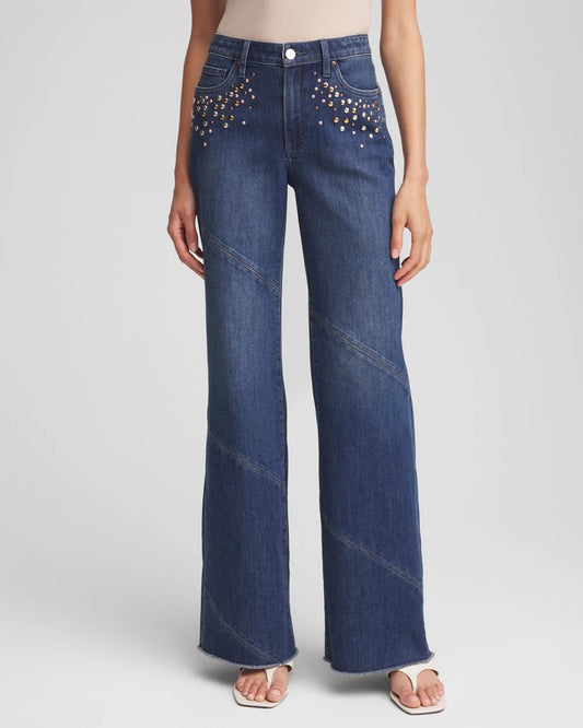 Chico's Best Seller - Embellished Frayed Flared-Leg Jeans Irvina Indigo