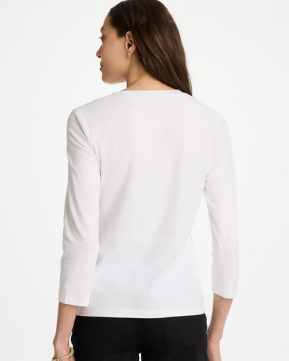 Chico's Trending - Printed Cotton Stretch 3/4 Sleeve Tee Black