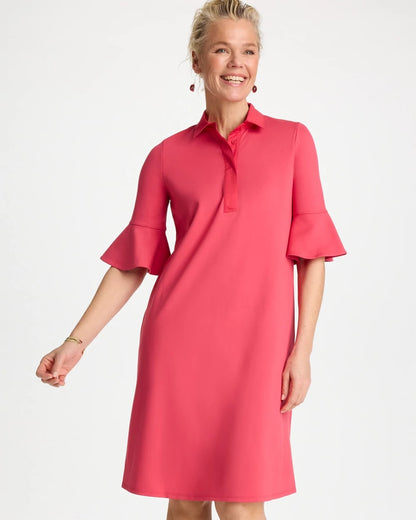 Chico's Best Seller - Knit Flounce Sleeve Dress Hot Honeysuckle