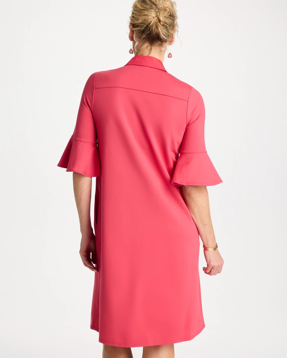 Chico's Best Seller - Knit Flounce Sleeve Dress Hot Honeysuckle
