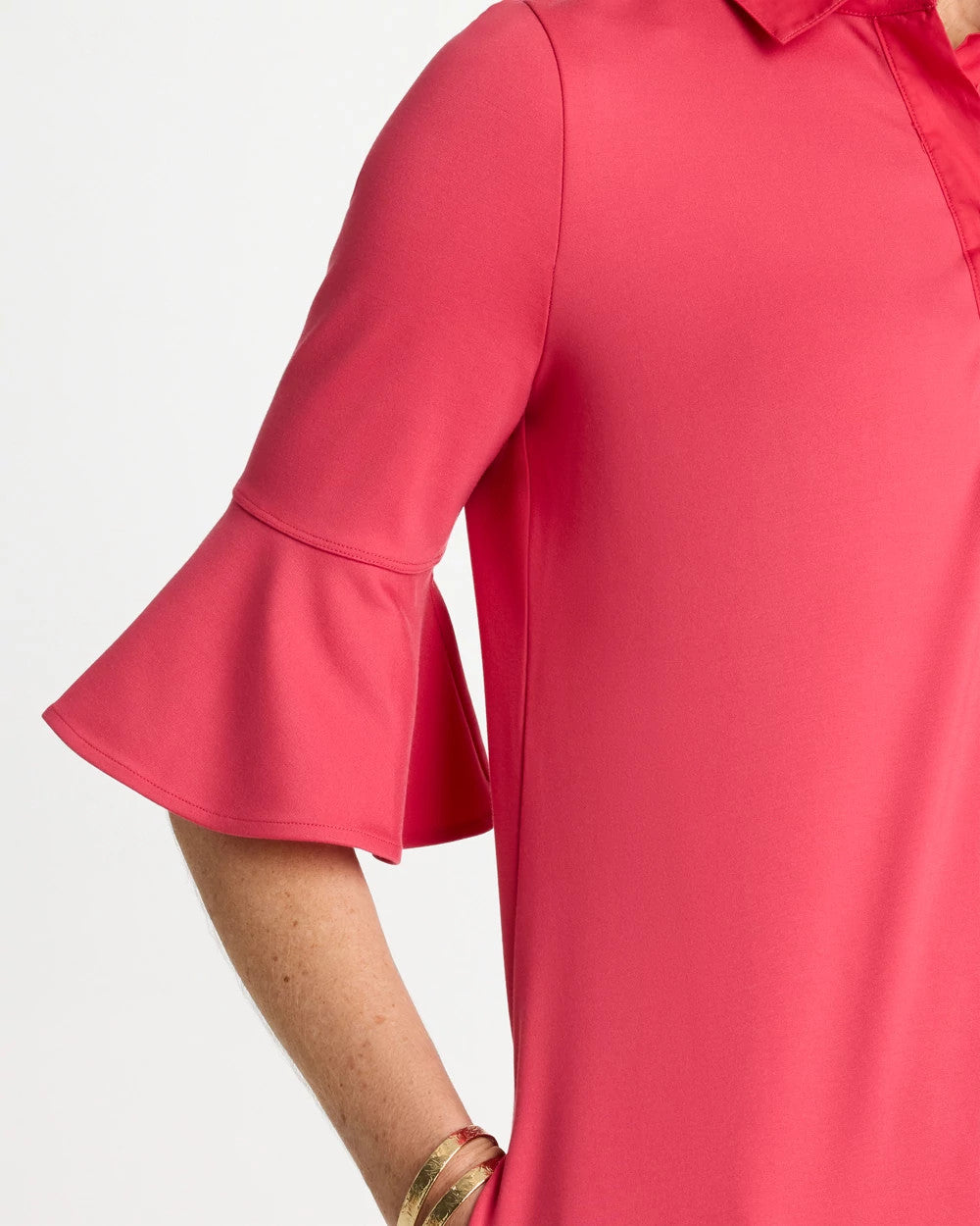 Chico's Best Seller - Knit Flounce Sleeve Dress Hot Honeysuckle