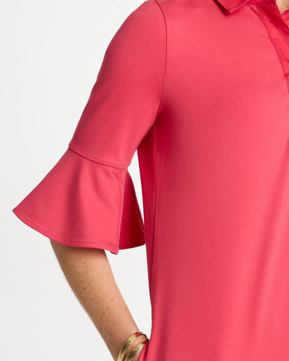 Chico's Best Seller - Knit Flounce Sleeve Dress Hot Honeysuckle
