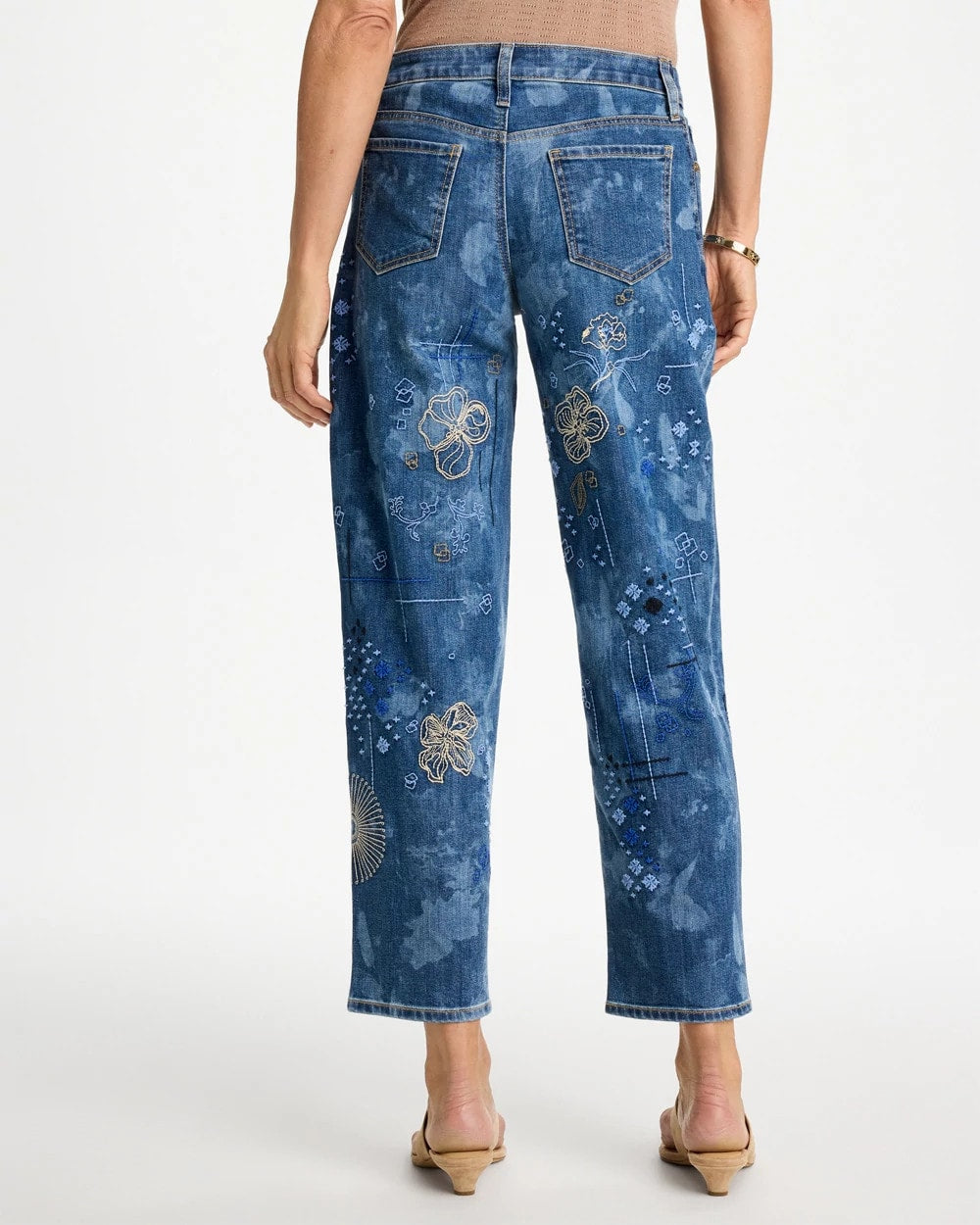 Chico's Trusted - Relaxed Embroidered Boyfriend Jean Daphne Indigo