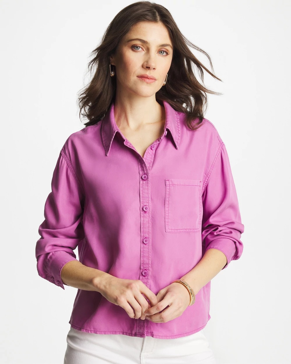 Chico's Deals - Classic Collared Denim Shirt Violet Shadow